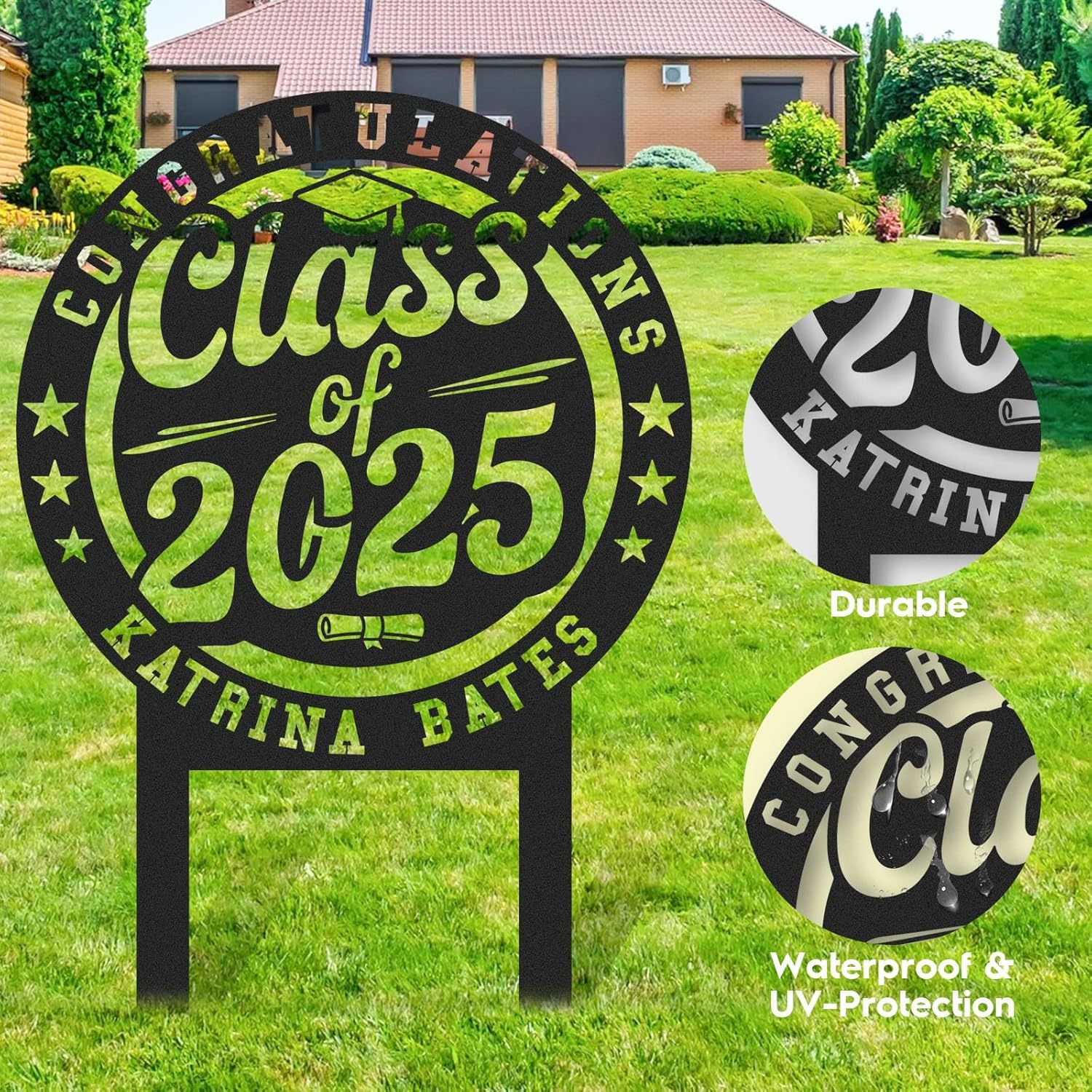  Custom Graduation Decorations Yard Sign, Senior Yard Signs Class of 2025, Custom Signs Outdoor Metal, Yard Sign Stakes Metal, Grad Gifts, Graduate Decorations for College High School