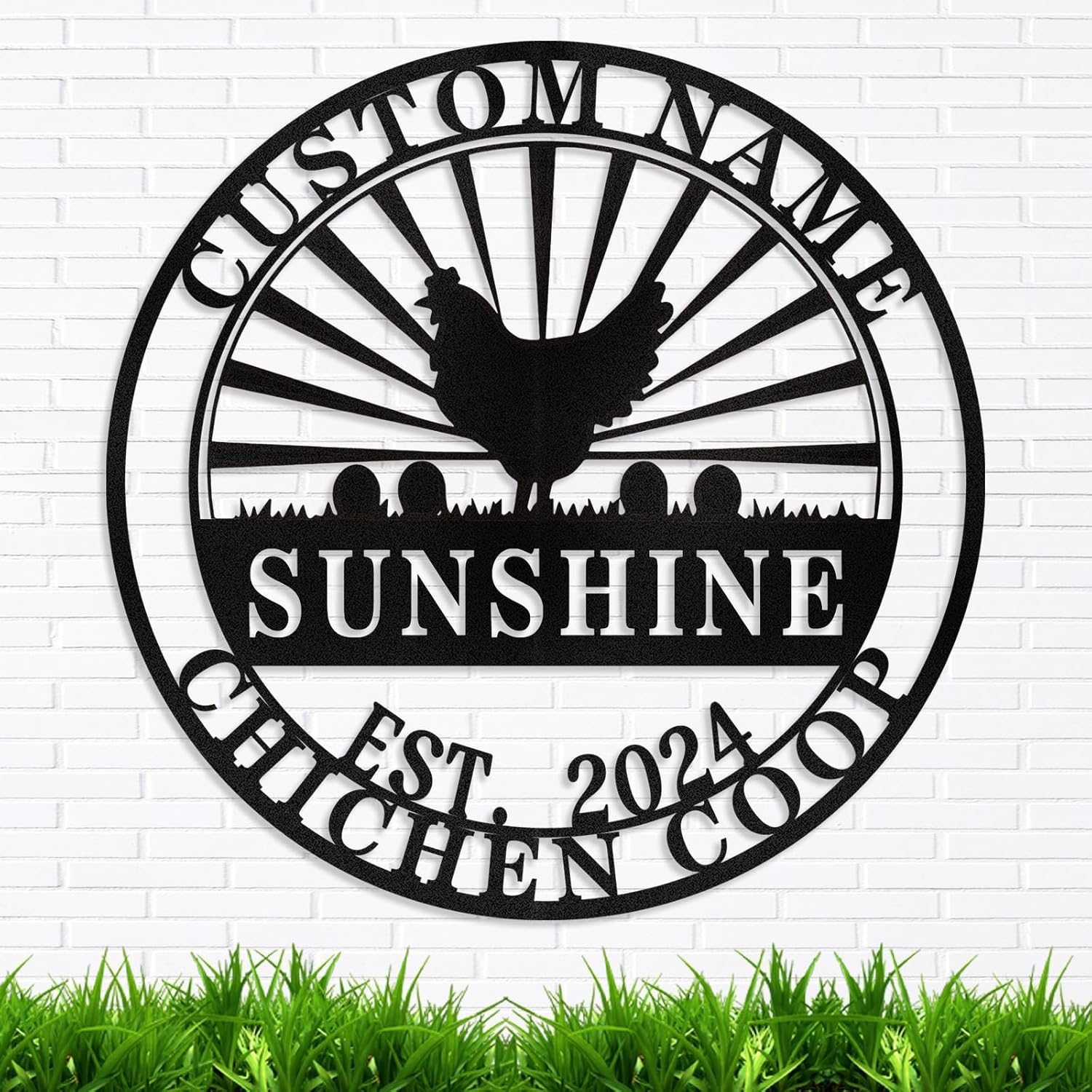 Personalized Metal Chicken Coop Signs Outdoor, Cusotm Fluffy Butt Hut Chicken Coop Sign, Chicken Coop Accessories, Funny Signs for Chicken Coops, Farmhouse Wall Decor for Lawn, Yard, Patio, Garden