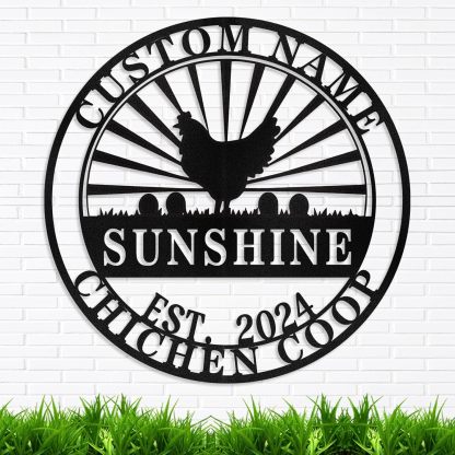 Personalized Metal Chicken Coop Signs Outdoor, Cusotm Fluffy Butt Hut Chicken Coop Sign, Chicken Coop Accessories, Funny Signs for Chicken Coops, Farmhouse Wall Decor for Lawn, Yard, Patio, Garden