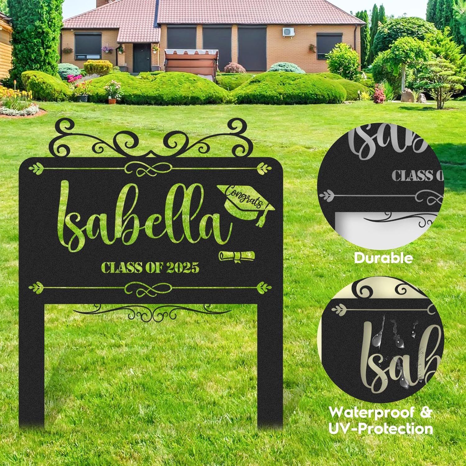  Custom Graduation Decorations Yard Sign, Senior Yard Signs Class of 2025, Custom Signs Outdoor Metal, Yard Sign Stakes Metal, Grad Gifts, Graduate Decorations for College High School