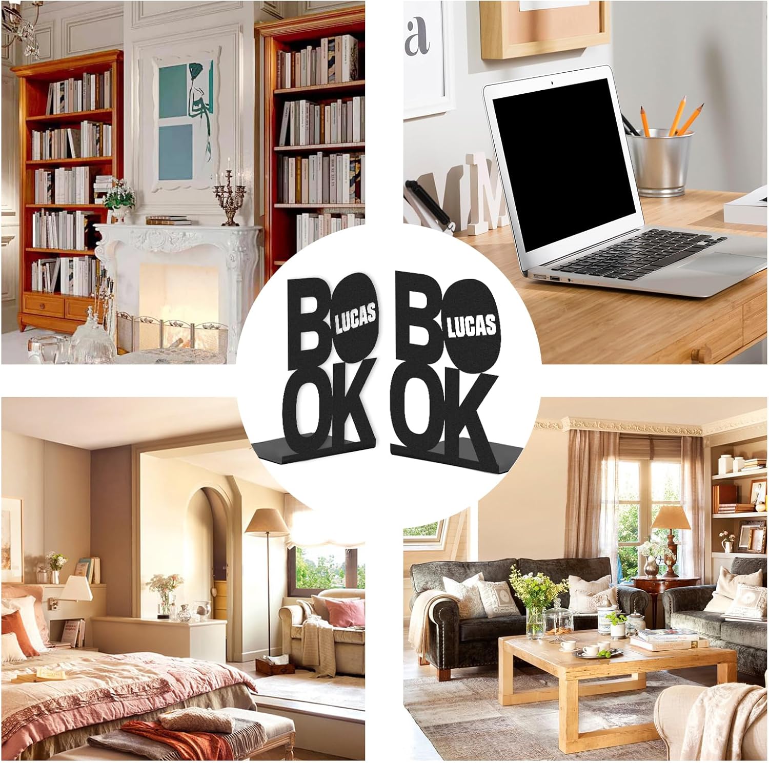 Custom Deer Metal Book Ends, Forest Theme Bookends for Shelves Decorative, Heavy Duty Bookend Stopper, Deer Cabin Decor, Book Organizer for Desk, Black Book Holders for Home Office, Hunter Gifts