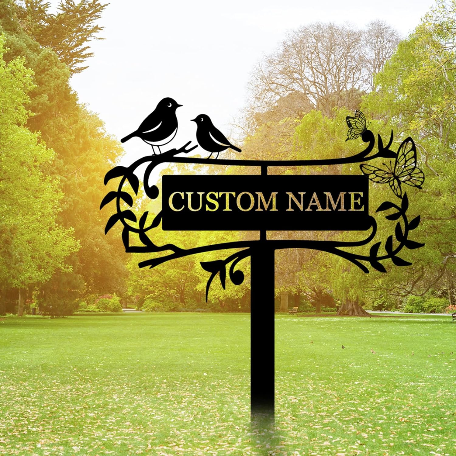 Personalized Garden Sign, Custom Bird Metal Garden Stake Sign, Garden Signs for Outside, Metal Lawn Art, Metal Signs Customized, Garden Signs Decorative Outdoor, Patio Plaque Decor