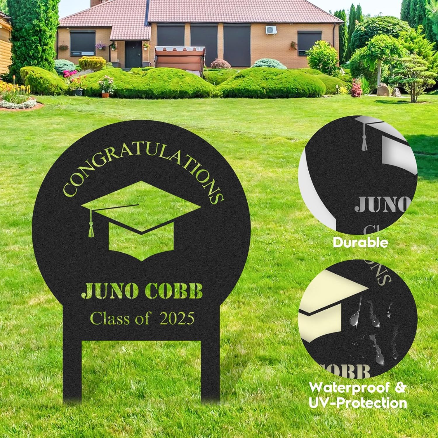  Custom Graduation Decorations Yard Sign, Senior Yard Signs Class of 2025, Custom Signs Outdoor Metal, Yard Sign Stakes Metal, Grad Gifts, Graduate Decorations for College High School