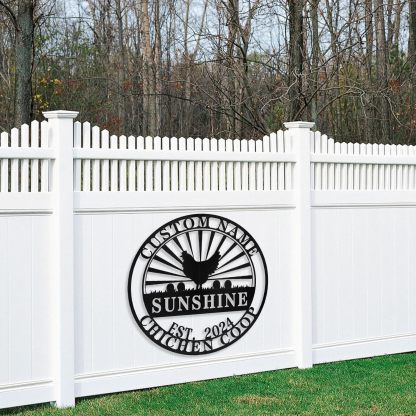 Personalized Metal Chicken Coop Signs Outdoor, Cusotm Fluffy Butt Hut Chicken Coop Sign, Chicken Coop Accessories, Funny Signs for Chicken Coops, Farmhouse Wall Decor for Lawn, Yard, Patio, Garden