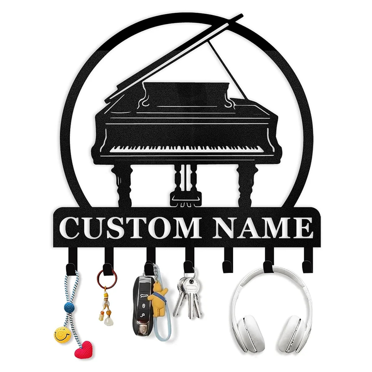 Custom Name Metal Key Holder Wall Mount, Organizer Rack for Home Entryway-MetalsignX