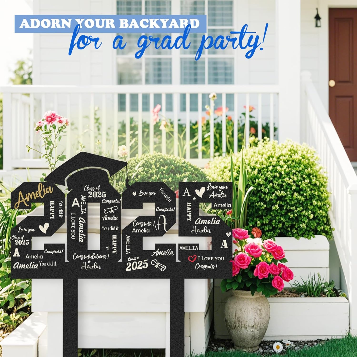  Custom Graduation Decorations Yard Sign, Senior Yard Signs Class of 2025, Custom Signs Outdoor Metal, Yard Sign Stakes Metal, Grad Gifts, Graduate Decorations for College High School