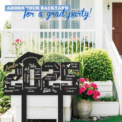  Custom Graduation Decorations Yard Sign, Senior Yard Signs Class of 2025, Custom Signs Outdoor Metal, Yard Sign Stakes Metal, Grad Gifts, Graduate Decorations for College High School