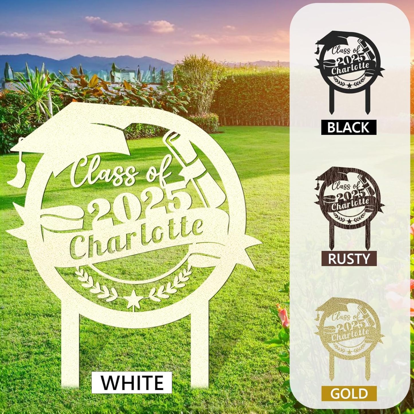  Custom Graduation Decorations Yard Sign, Senior Yard Signs Class of 2025, Custom Signs Outdoor Metal, Yard Sign Stakes Metal, Grad Gifts, Graduate Decorations for College High School