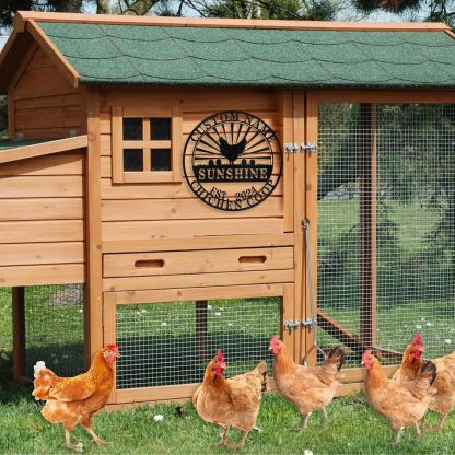 Personalized Metal Chicken Coop Signs Outdoor, Cusotm Fluffy Butt Hut Chicken Coop Sign, Chicken Coop Accessories, Funny Signs for Chicken Coops, Farmhouse Wall Decor for Lawn, Yard, Patio, Garden