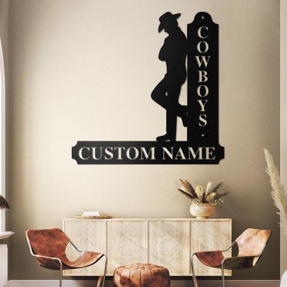 Personalized Cowboy Metal Sign, Custom Metal Name Sign, Vintage Cowboy Wall Decor, Outdoor Metal Art, Metal Signs Customized, Retro Home Decor Wall Art, Cowboy Decor Gift, Patio Decor