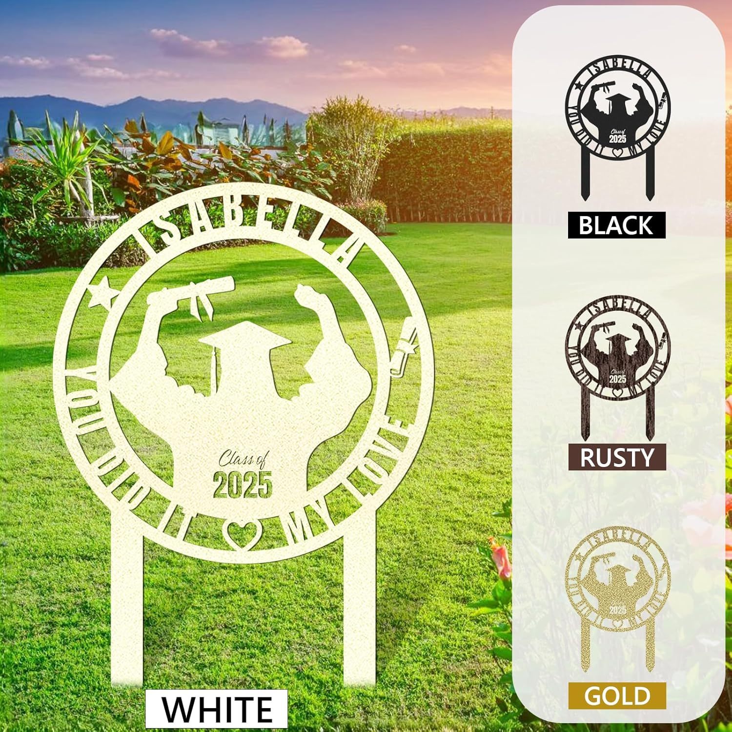  Custom Graduation Decorations Yard Sign, Senior Yard Signs Class of 2025, Custom Signs Outdoor Metal, Yard Sign Stakes Metal, Grad Gifts, Graduate Decorations for College High School