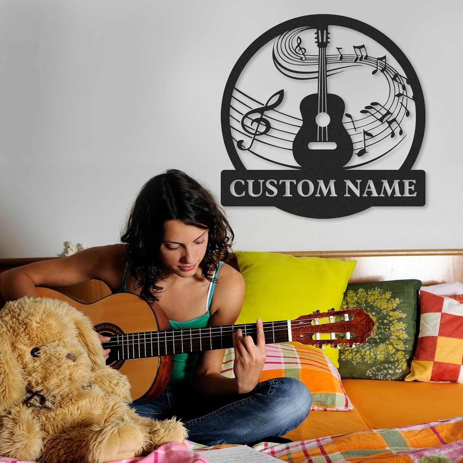 Personalized Guitar Metal Sign, Metal Signs Customized, Musical Note Wall Decor, Funny Music Wall Art, Custom Name Music Sign for Indoor & Outdoor Decorations, Gifts for Musicians, Home Decor