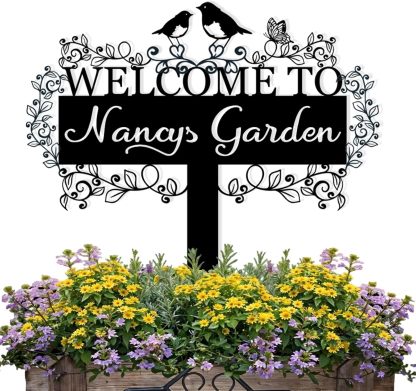 Personalized Garden Sign, Custom Bird Metal Garden Stake Sign, Garden Signs for Outside, Metal Lawn Art, Metal Signs Customized, Garden Signs Decorative Outdoor, Patio Plaque Decor