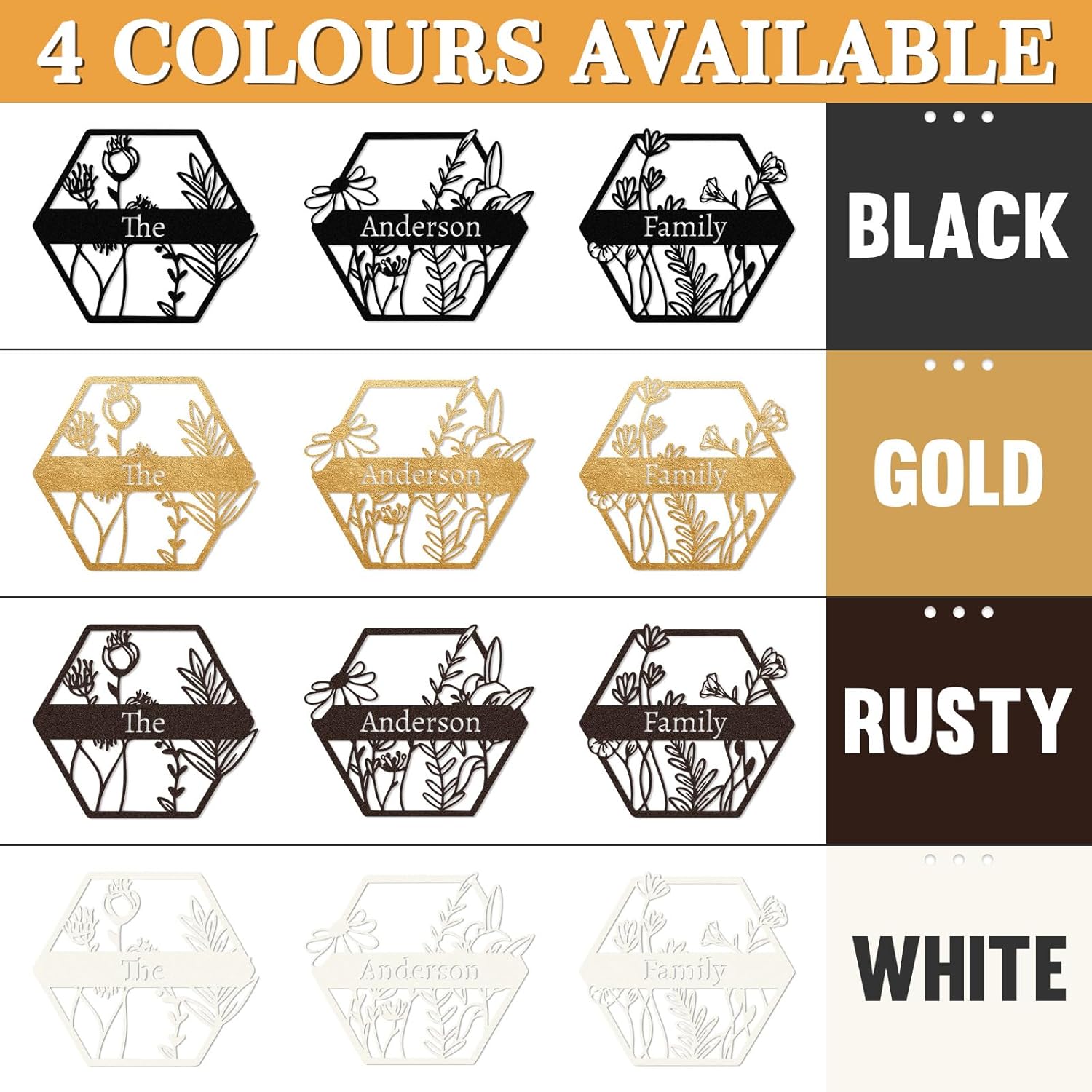  Personalized Metal Wall Art Decor, 3 Pcs Metal Signs, Tree of Life Wall Art, Family Tree Wall Sculptures, Custom Name Sign Gifts for Home Bedroom Living Room Color01