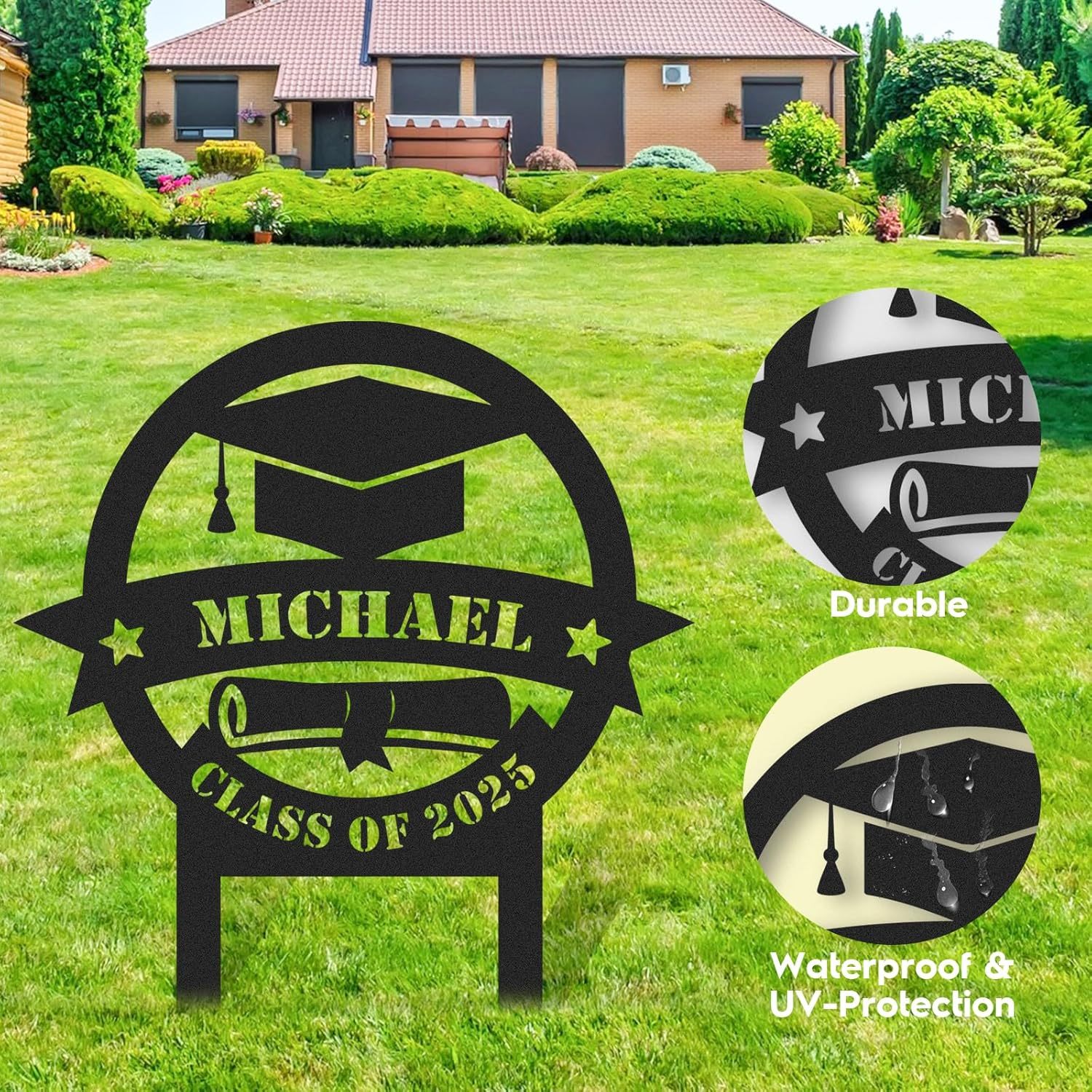  Custom Graduation Decorations Yard Sign, Senior Yard Signs Class of 2025, Custom Signs Outdoor Metal, Yard Sign Stakes Metal, Grad Gifts, Graduate Decorations for College High School