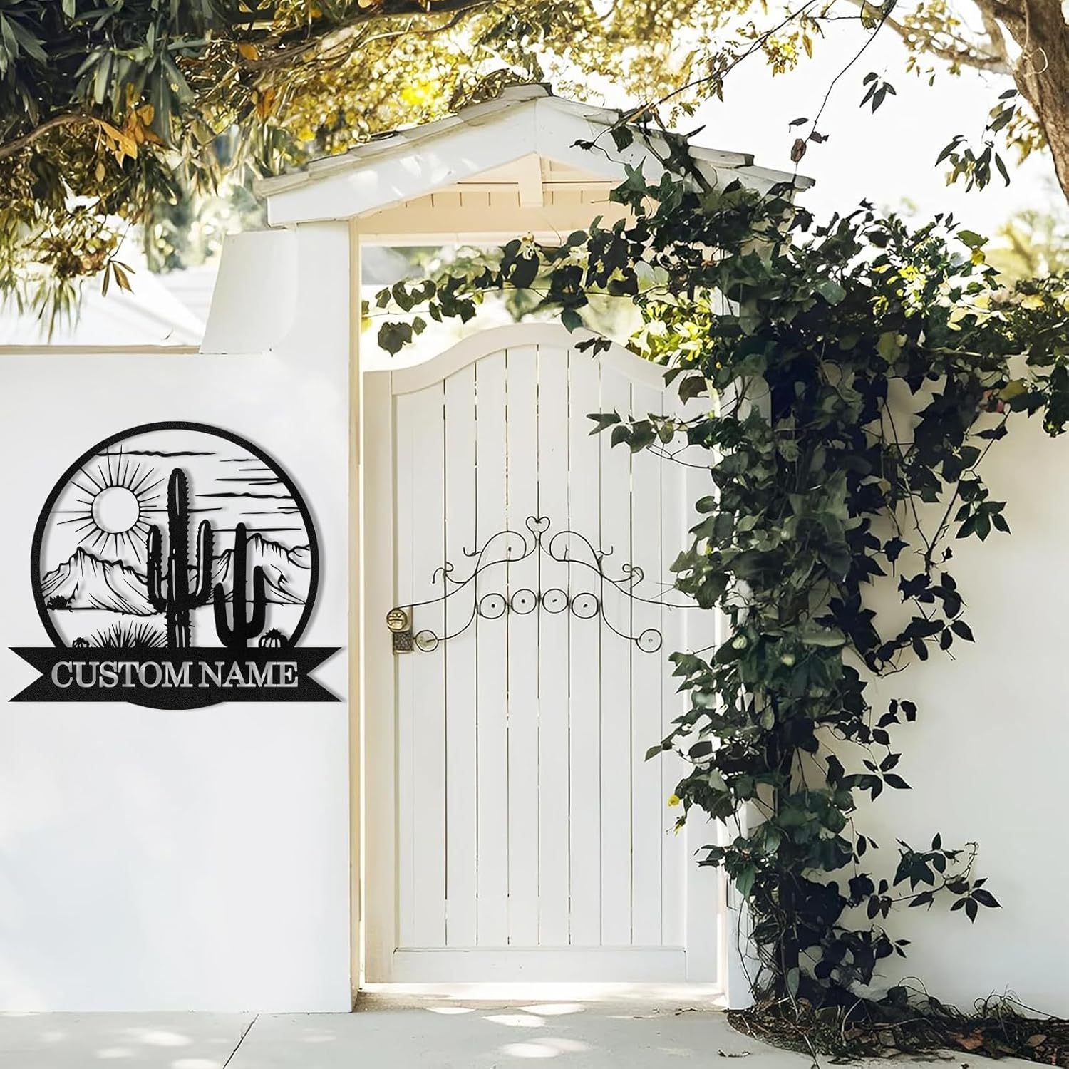 Dyoart Personalized Metal Cactus Wall Decor, Natural Themed Metal Wall Art Home Decor Plant Modern for Office Home Living Room Bedroom, Personalized Wall Hanging Plaques Sign, Housewarming Gifts