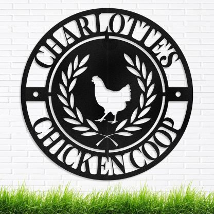 Personalized Metal Chicken Coop Signs Outdoor, Cusotm Fluffy Butt Hut Chicken Coop Sign, Chicken Coop Accessories, Funny Signs for Chicken Coops, Farmhouse Wall Decor for Lawn, Yard, Patio, Garden