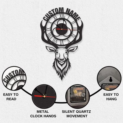 Personalized Large Outdoor Clock, Custom Motorcycle Wall Clock with Name, Modern Metal Wall Art, Battery Operated, Silent Non Ticking Clock for Garage Workshop Farmhouse Man Cave, Gifts for Men