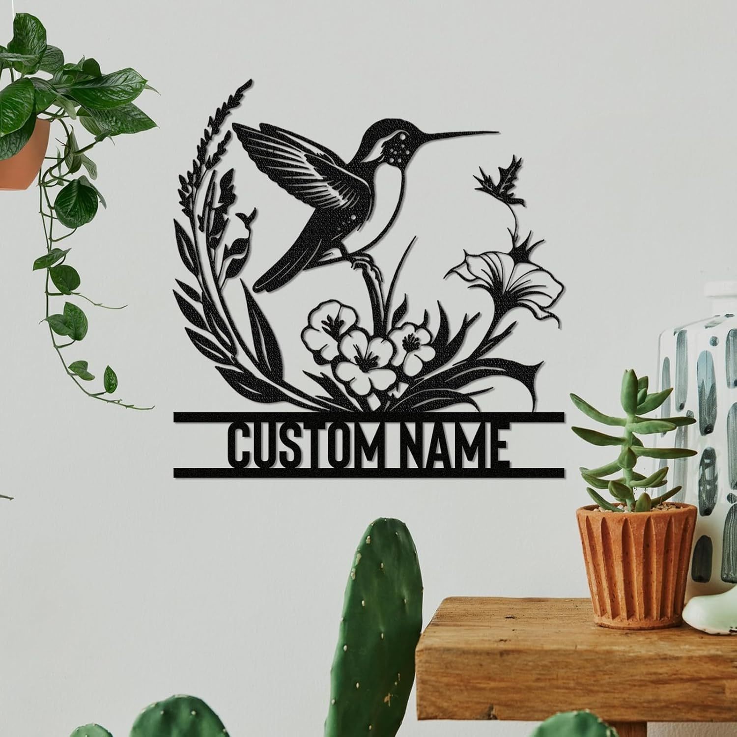 Metal Name Sign Birds Welcome Plaque, Custom Garden Sign Yard Signs ms011-MetalsignX