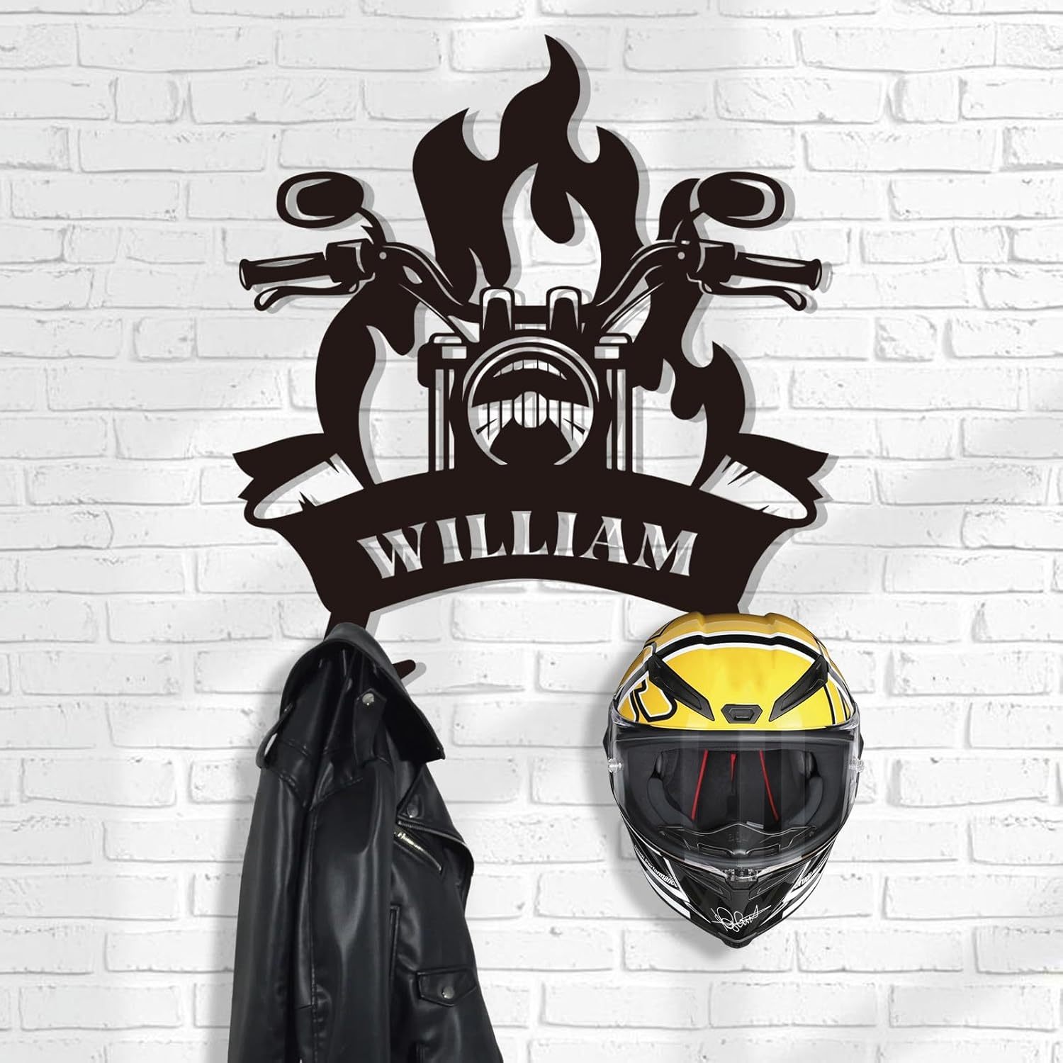 Custom Motorcycle Gear Organizer & Display, Heavy, Duty Metal Helmet Rack-MetalsignX