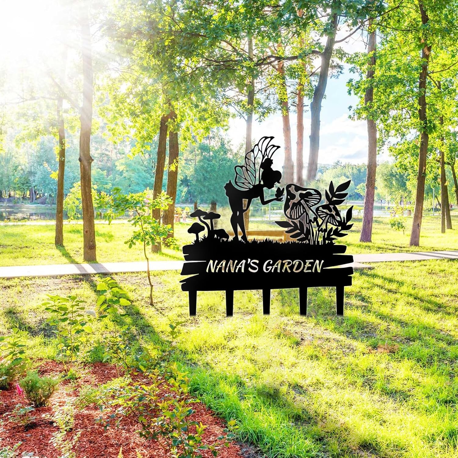 Handcrafted Fairy Garden Stake , Rustic Metal Sign for Magical Yard Spaces-MetalsignX