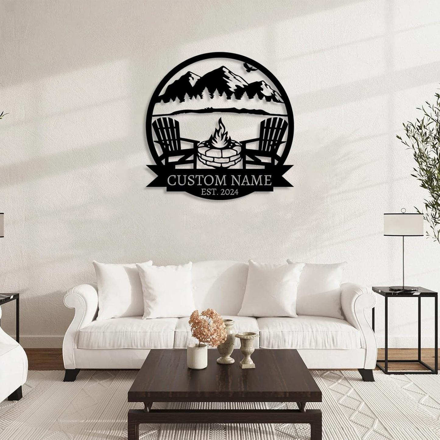  Custom Mountain Campfire Sign, Personalized Campfire Name Sign, Metal Wall Art ms004-MetalsignX