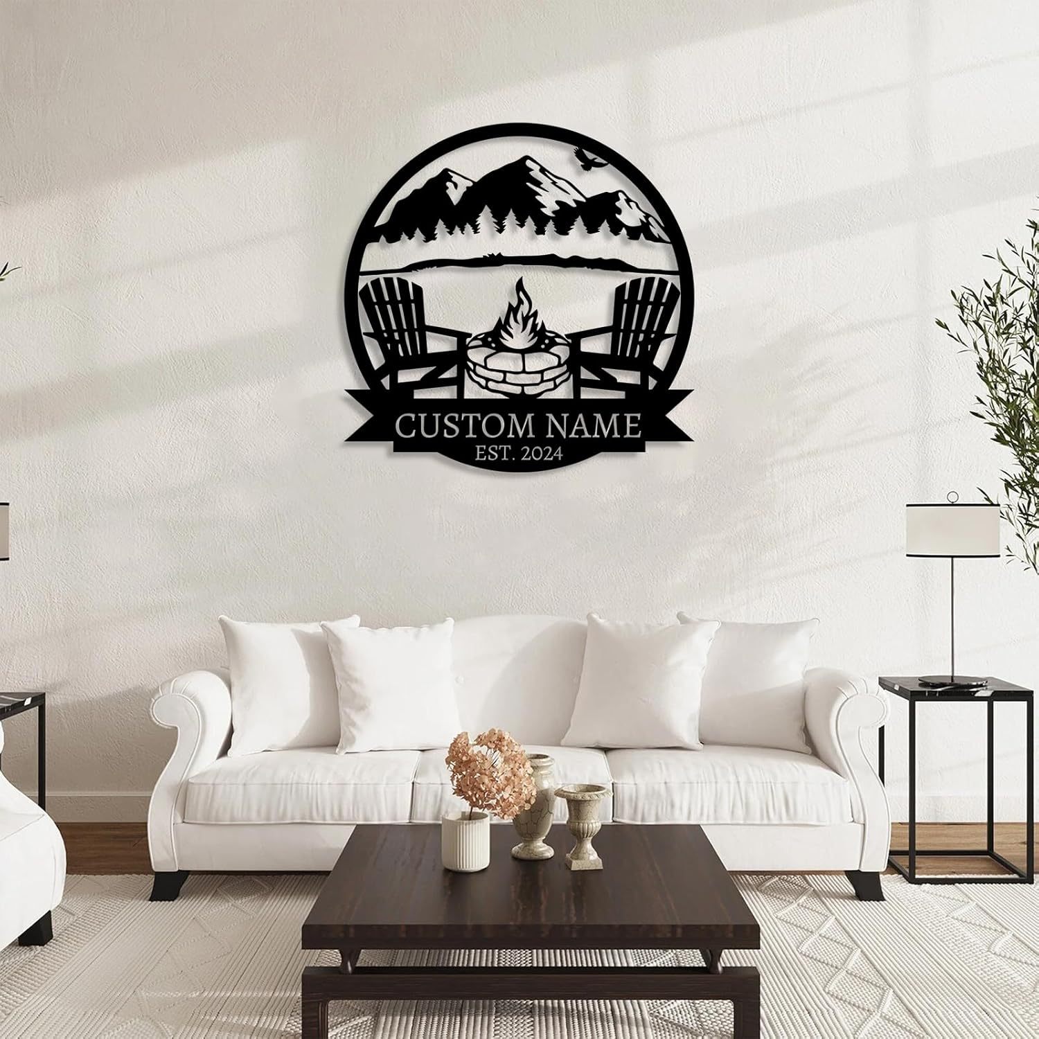  Custom Mountain Campfire Sign, Personalized Campfire Name Sign, Metal Wall Art ms004-MetalsignX