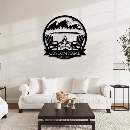  Custom Mountain Campfire Sign, Personalized Campfire Name Sign, Metal Wall Art ms004-MetalsignX