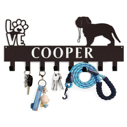 Custom Dog Leash Holder for Wall with Name, Personalized Key Holder Wall Mount-MetalsignX