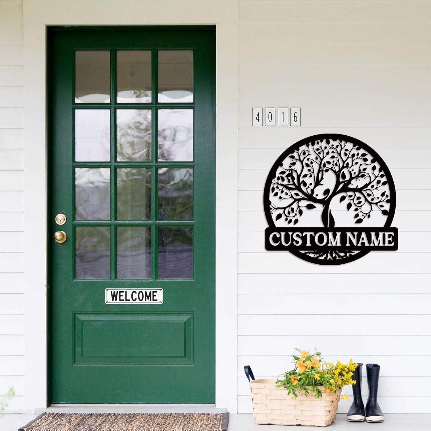 Personalized Metal Wall Art, Custom Tree of Life & Monogram Yard Sign, Last Name Garden Family Sign & Wedding Gift-MetalsignX