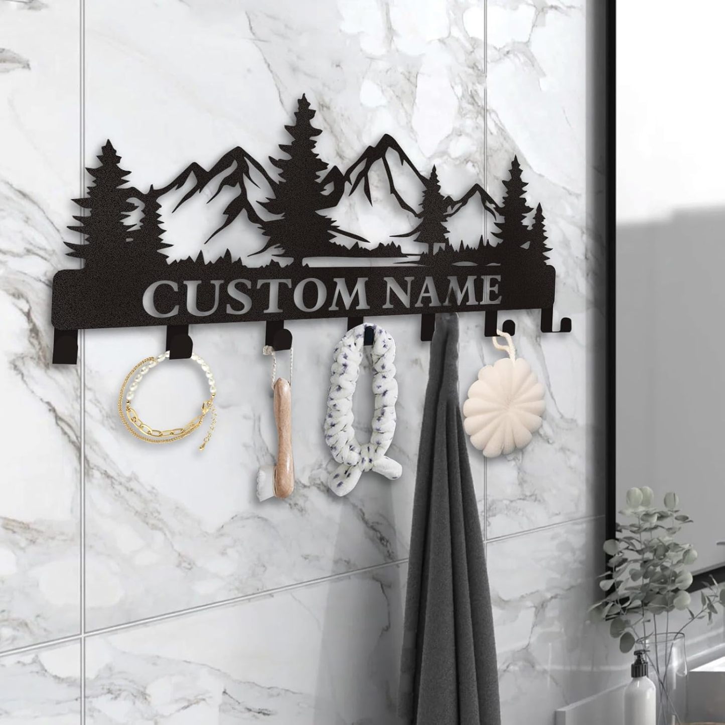 Personalized Key Holder for Wall, Custom Metal Deer Cabin Key Hooks with Name-MetalsignX