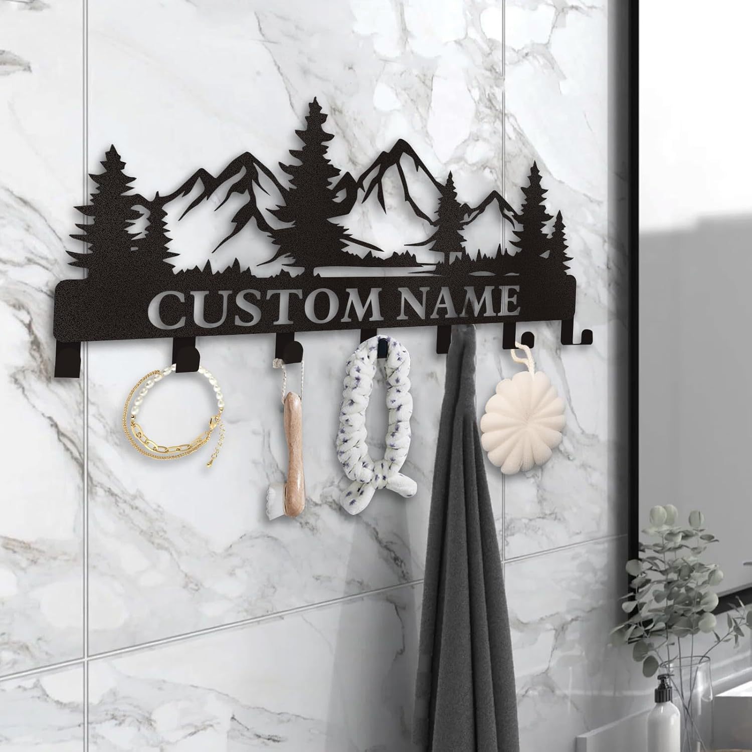 Personalized Key Holder for Wall, Custom Metal Deer Cabin Key Hooks with Name-MetalsignX