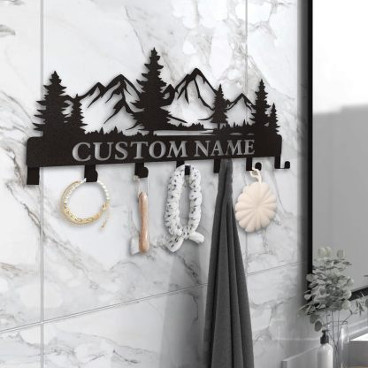 Personalized Key Holder for Wall, Custom Metal Deer Cabin Key Hooks with Name-MetalsignX
