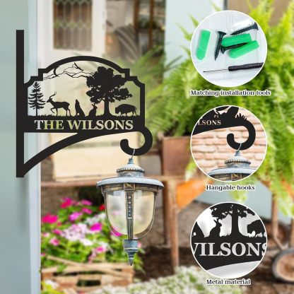 Personalized Iron Hanging Plant Bracket, Customizable Decorative Wall Plant Hanger Indoor Outdoor, Custom Name Bird Feeder Hook, Anti Rust Metal Hook for Wind Chimes Lantern