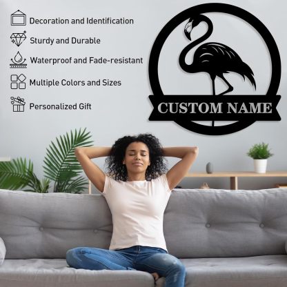 Personalized Beach Metal Sign, Custom Flamingo Metal Name Sign-MetalsignX