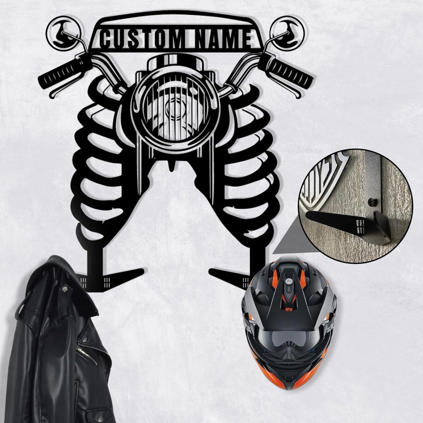 Custom Metal Motorcycle Helmet Holder Wall Mount-MetalsignX