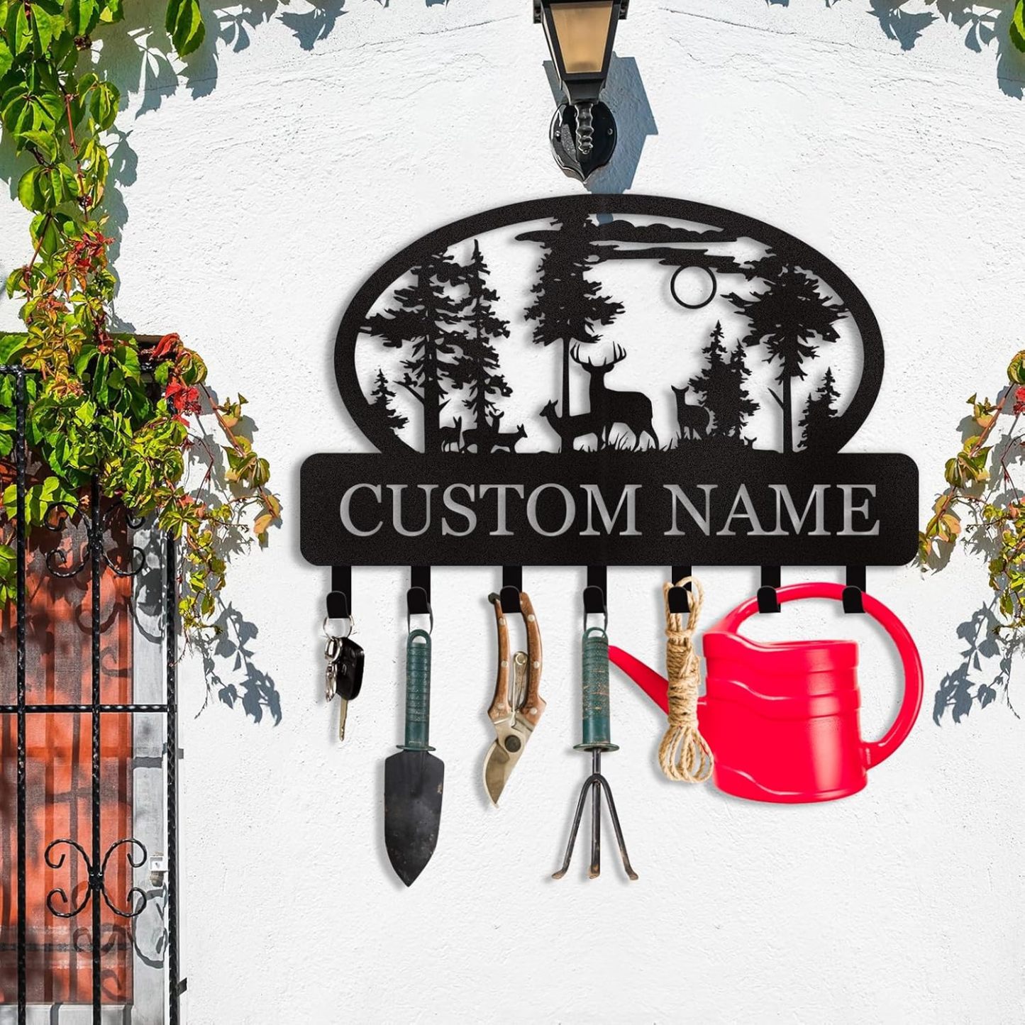 Personalized Key Holder for Wall, Custom Metal Deer Cabin Key Hooks with Name-MetalsignX