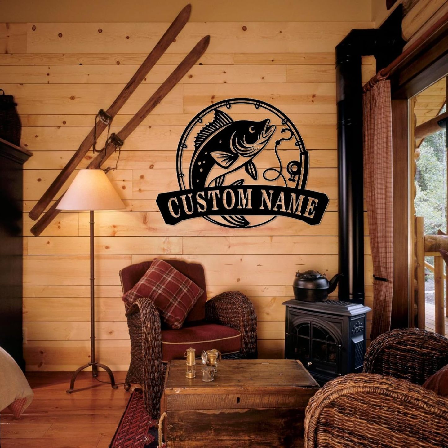 Personalized Largemouth Bass Metal Sign, Custom Fishing Last Name Sign for Home, Fish Family Signs Wall Decor-MetalsignX