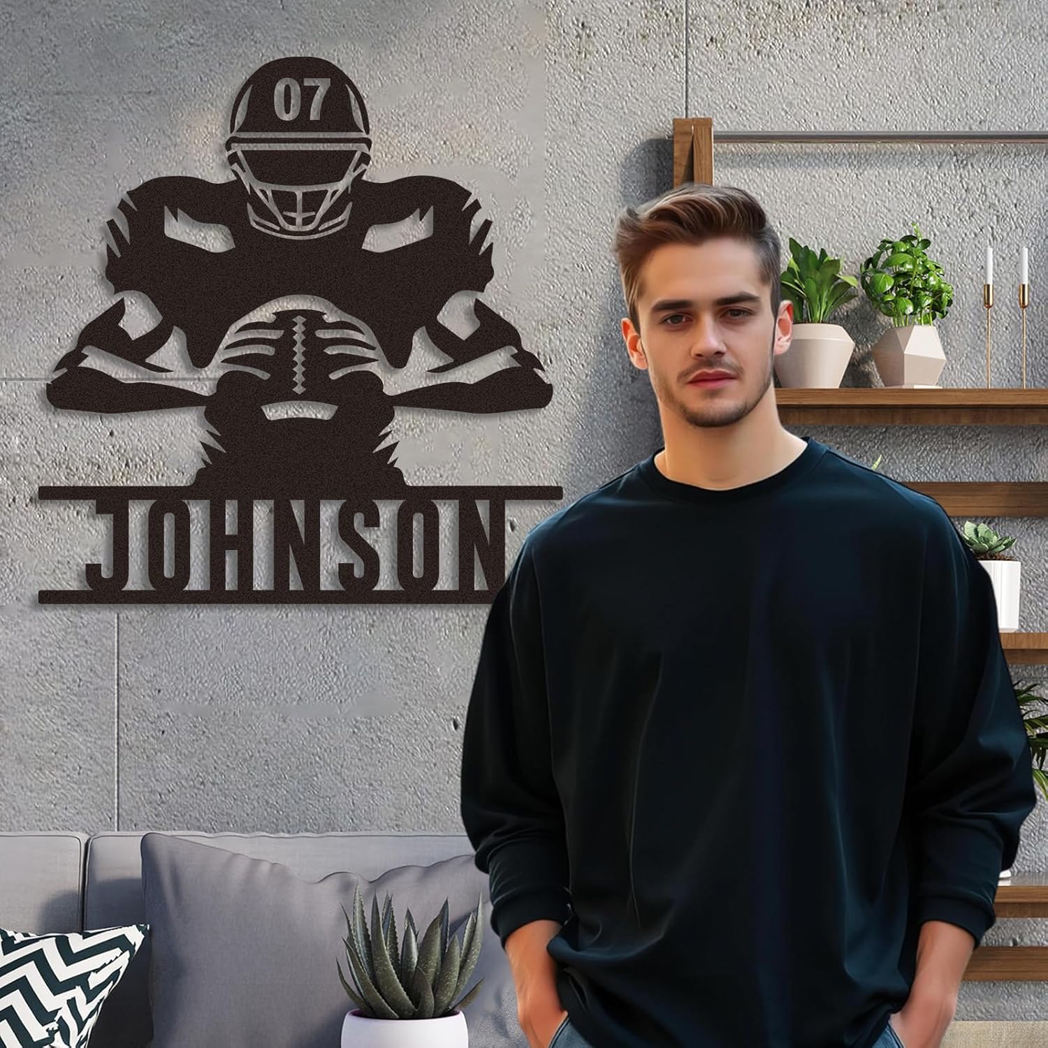 Personalized Football Metal Sign, Metal Signs Customized, Custom Ball Football Metal Wall Art, Custom Signs Outdoor Metal, Custom Name Sign Football Room Decor for Boys