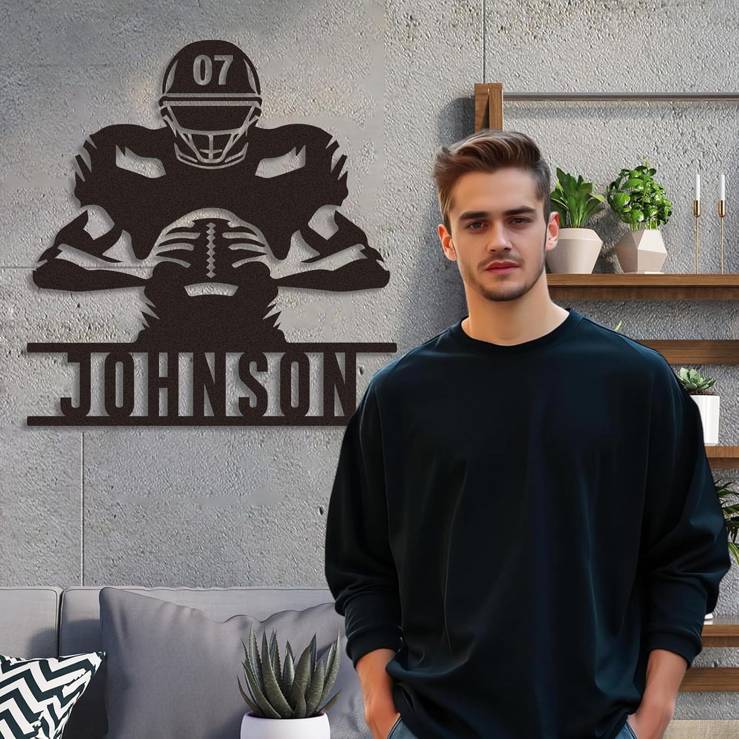 Personalized Football Metal Sign, Metal Signs Customized, Custom Ball Football Metal Wall Art, Custom Signs Outdoor Metal, Custom Name Sign Football Room Decor for Boys