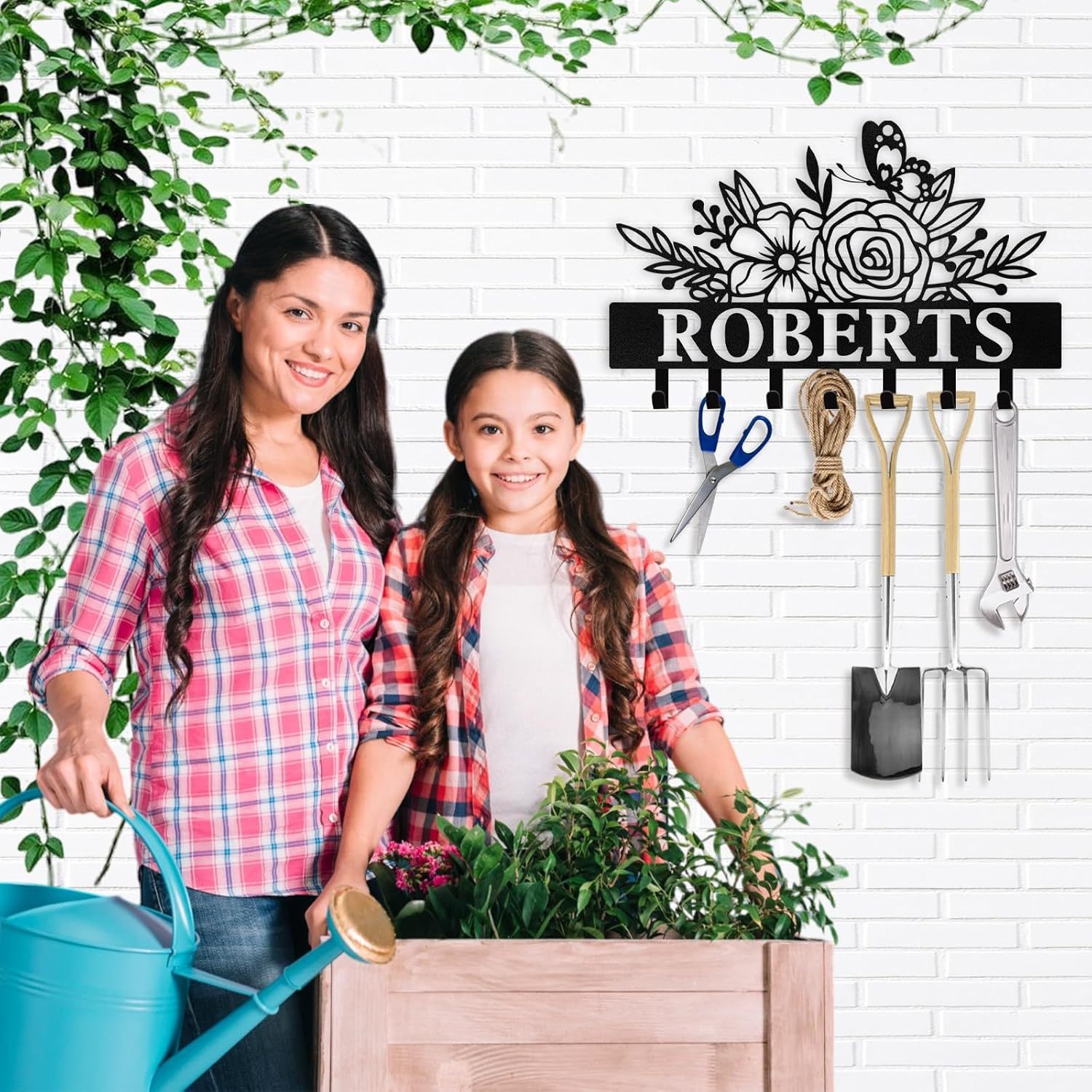 Custom Metal Wall Hook for Living Room,Floral Personalized Key Rack-MetalsignX