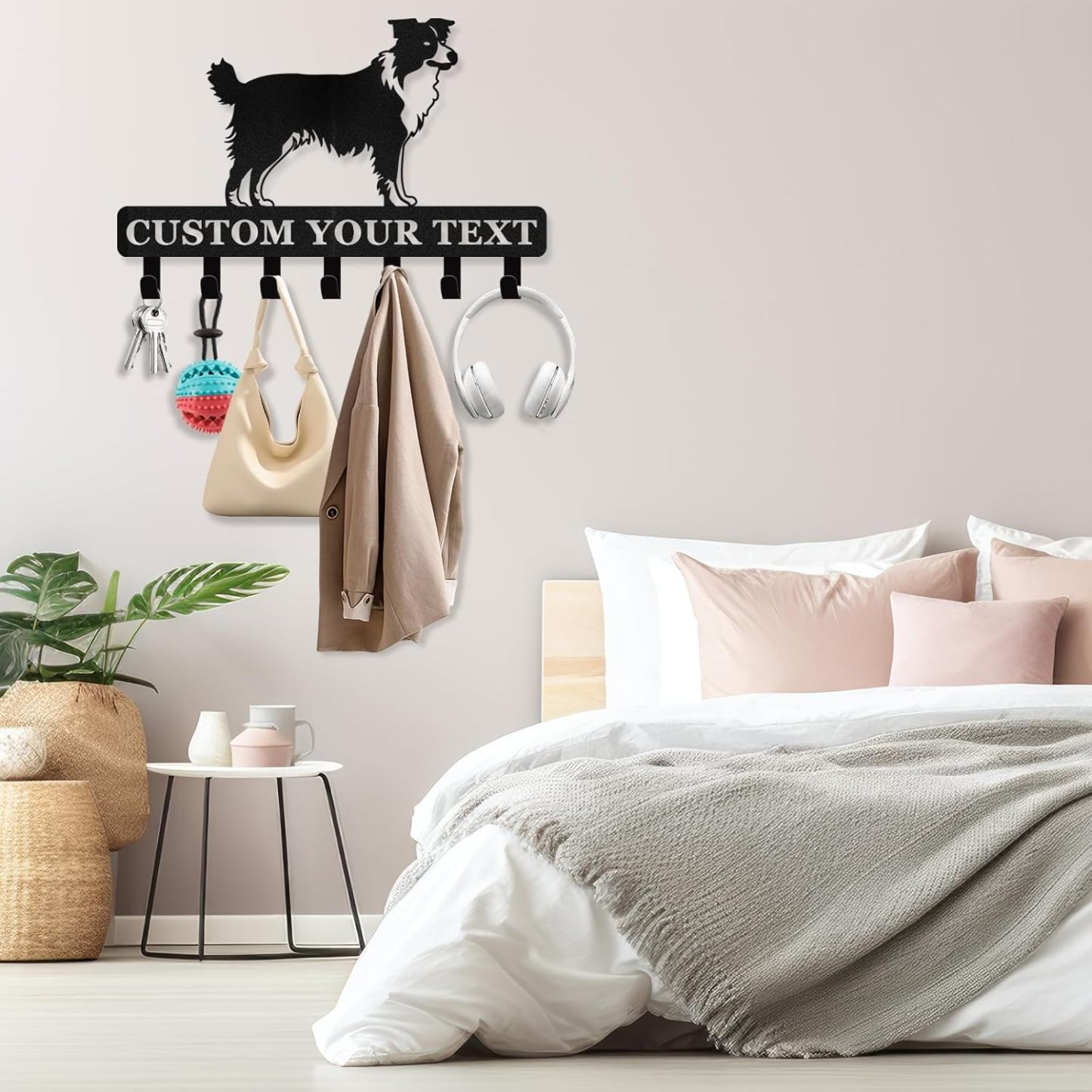 Personalized Dog Leash Holder for Wall, Custom Name Dog Hooks for Wall-MetalsignX