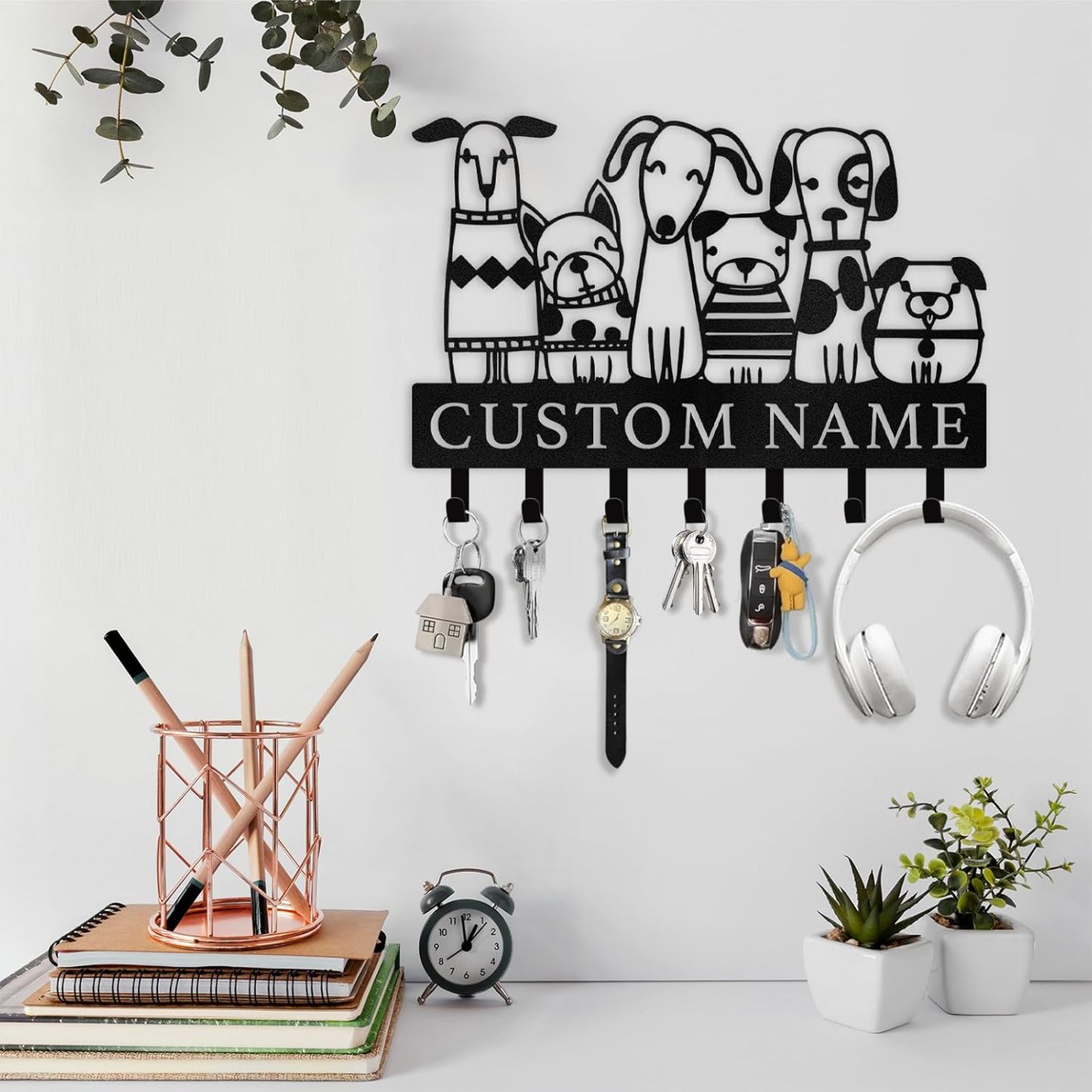 Custom Metal Key Rack for Pet Lovers, Dog Pack Key Holder-MetalsignX