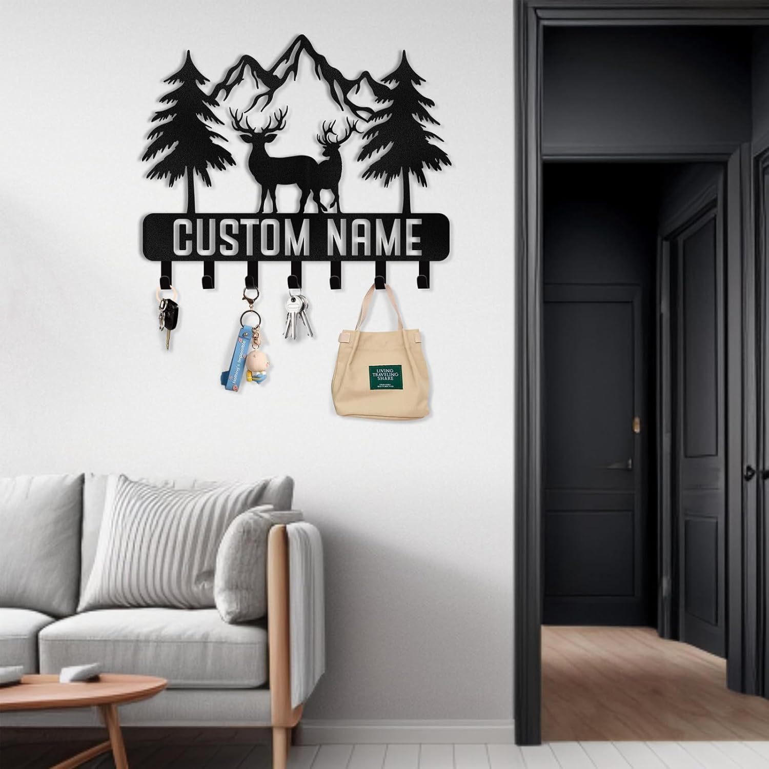 Personalized Key Holder for Wall, Custom Family Name Key Rack Holder-MetalsignX