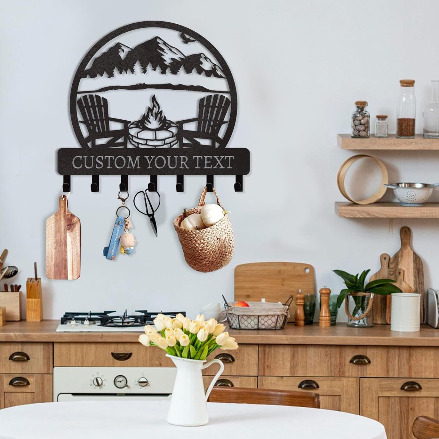 Personalized Key Holder for Wall, Custom Family Name Key Rack Holder-MetalsignX