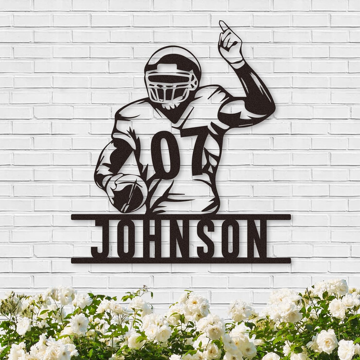 Custom Football Sign Metal Wall Art, American Football Player Hanging Sign Outdoor Metal-MetalsignX