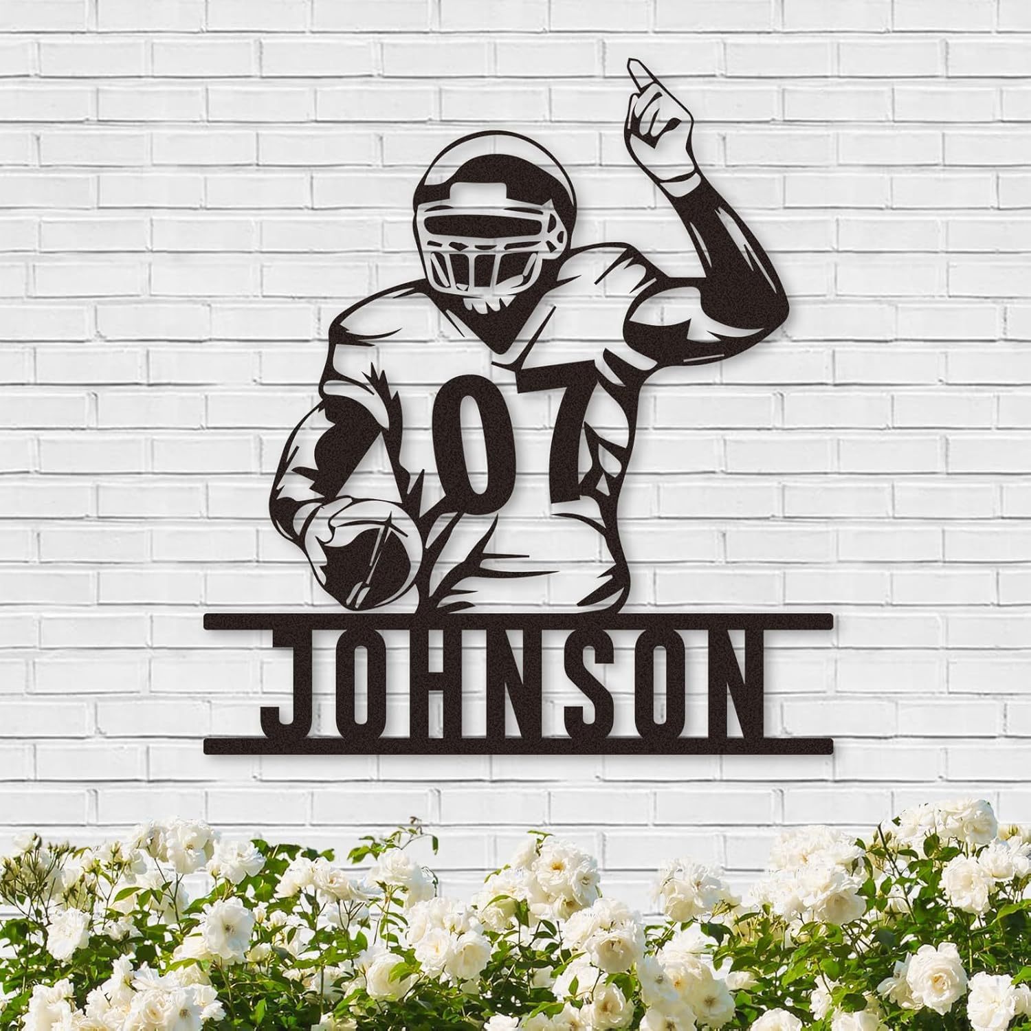 Custom Football Sign Metal Wall Art, American Football Player Hanging Sign Outdoor Metal-MetalsignX