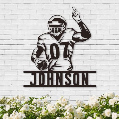 Custom Football Sign Metal Wall Art, American Football Player Hanging Sign Outdoor Metal-MetalsignX
