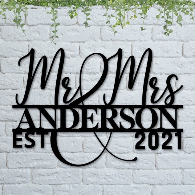 Personalized Wedding Gift Family Name Metal Sign For Anniversary Couple Gift-MetalsignX