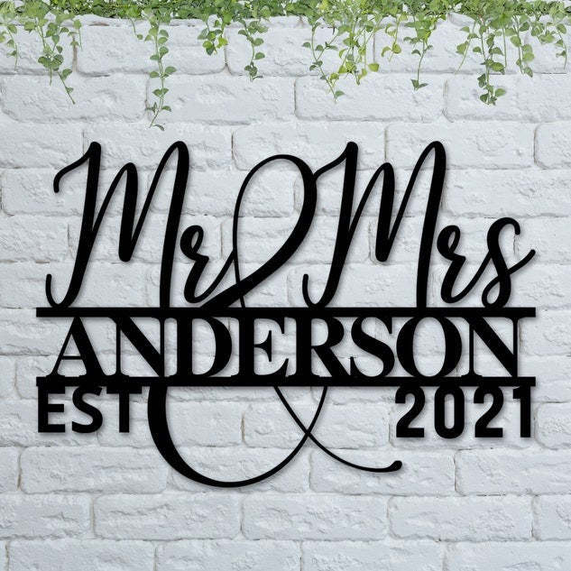 Personalized Wedding Gift Family Name Metal Sign For Anniversary Couple Gift-MetalsignX